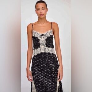 Hill House The Francesca Dress In Black & Cream Polka Dots